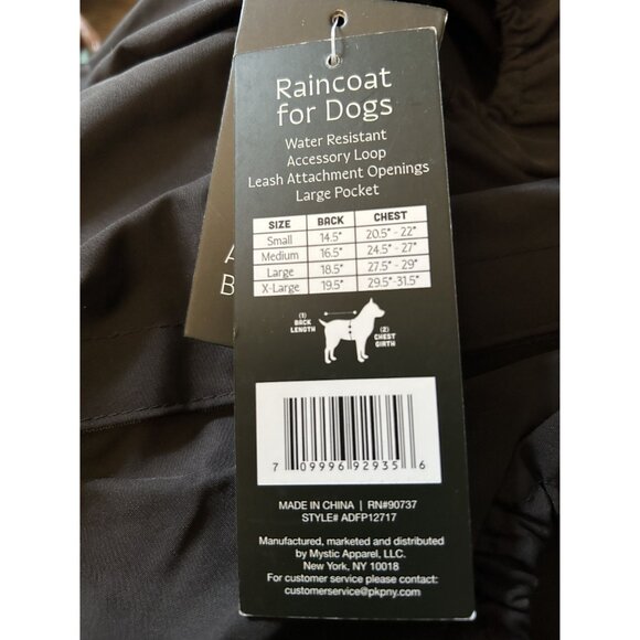 Cooper and Nash Hooded Dog Rain Coat, Pocket, Removeable Hood, Size Large, NWT - Picture 9 of 9
